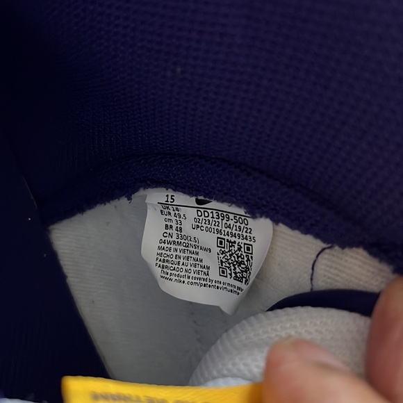 Nike Dunk Hi Retro sZ 15 Laker scheme inspired BRAND NEW NEVER WORN Box NO LID - Picture 11 of 14